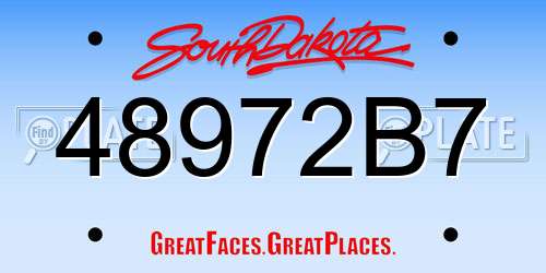 48972B7 South Dakota License Plate