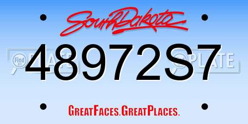 48972S7 South Dakota License Plate