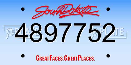 4897752 South Dakota License Plate