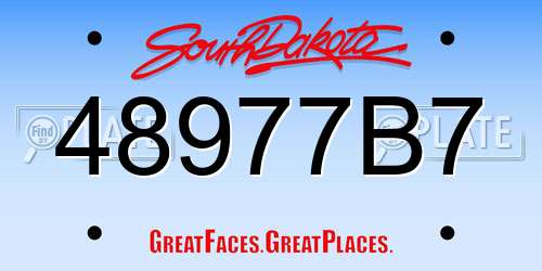 48977B7 South Dakota License Plate