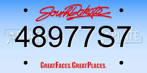 48977S7 South Dakota License Plate