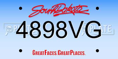 4898VG South Dakota License Plate