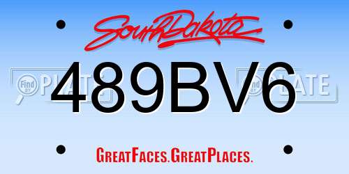 489BV6 South Dakota License Plate