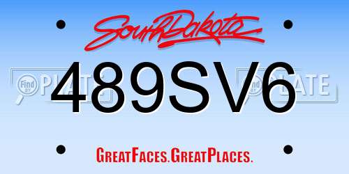 489SV6 South Dakota License Plate