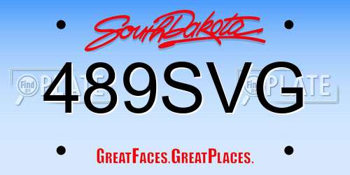 489SVG South Dakota License Plate
