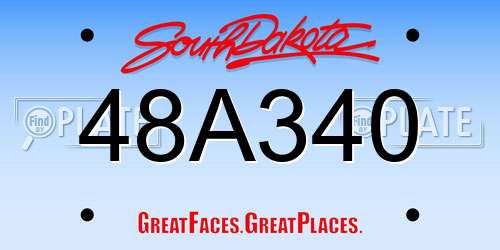 48A340 South Dakota License Plate