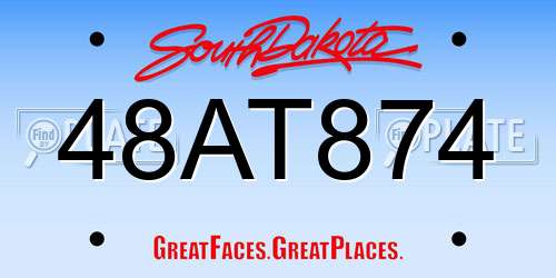 48AT874 South Dakota License Plate