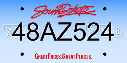 48AZ524 South Dakota License Plate