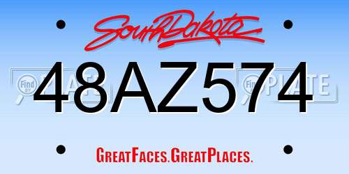 48AZ574 South Dakota License Plate