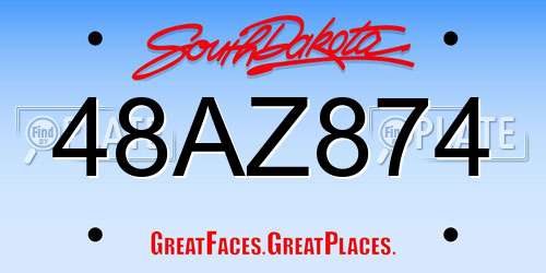 48AZ874 South Dakota License Plate