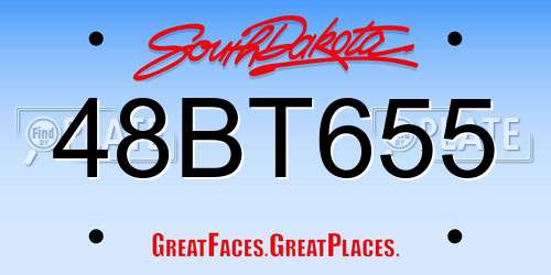 48BT655 South Dakota License Plate