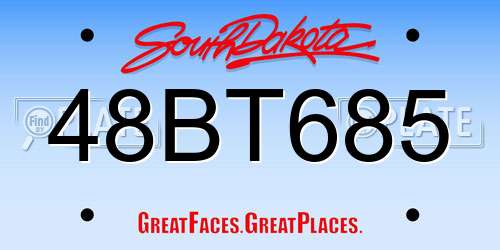 48BT685 South Dakota License Plate