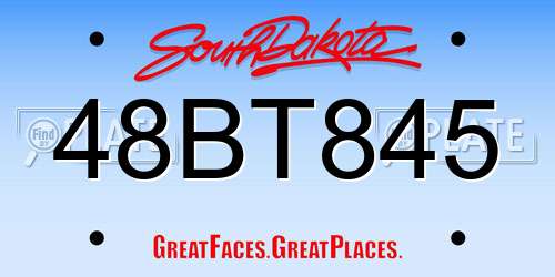 48BT845 South Dakota License Plate