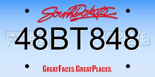 48BT848 South Dakota License Plate