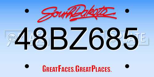 48BZ685 South Dakota License Plate