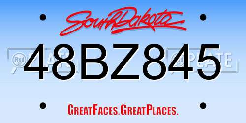 48BZ845 South Dakota License Plate