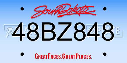 48BZ848 South Dakota License Plate
