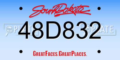 48D832 South Dakota License Plate