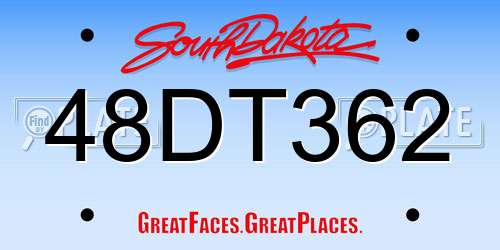 48DT362 South Dakota License Plate
