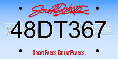 48DT367 South Dakota License Plate