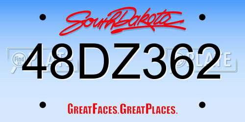 48DZ362 South Dakota License Plate