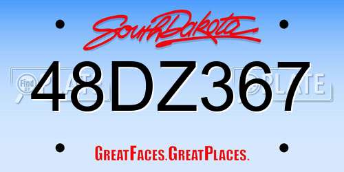 48DZ367 South Dakota License Plate