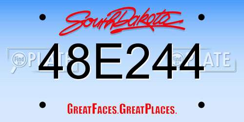 48E244 South Dakota License Plate