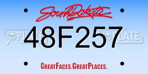 48F257 South Dakota License Plate