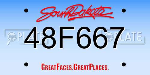 48F667 South Dakota License Plate