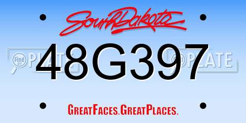 48G397 South Dakota License Plate