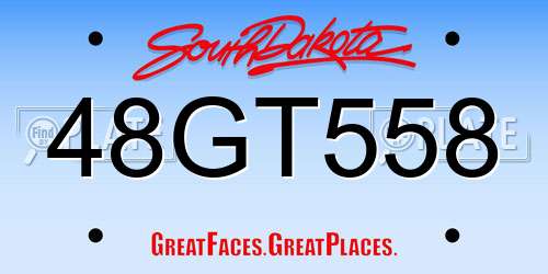48GT558 South Dakota License Plate