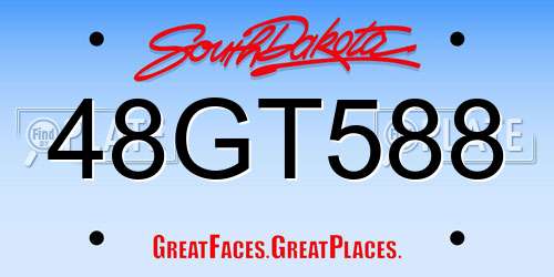 48GT588 South Dakota License Plate