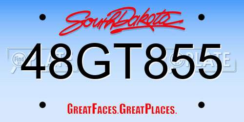 48GT855 South Dakota License Plate