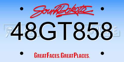 48GT858 South Dakota License Plate