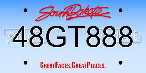48GT888 South Dakota License Plate