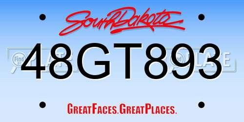 48GT893 South Dakota License Plate