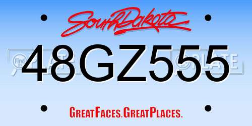 48GZ555 South Dakota License Plate