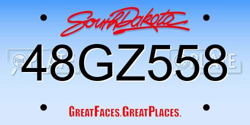 48GZ558 South Dakota License Plate