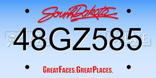 48GZ585 South Dakota License Plate