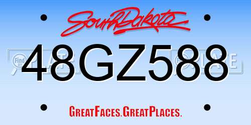 48GZ588 South Dakota License Plate