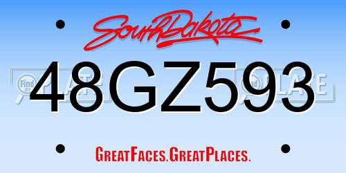 48GZ593 South Dakota License Plate