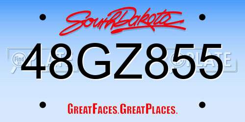 48GZ855 South Dakota License Plate