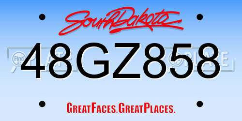 48GZ858 South Dakota License Plate
