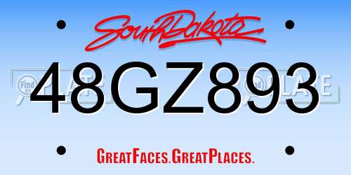 48GZ893 South Dakota License Plate