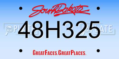 48H325 South Dakota License Plate