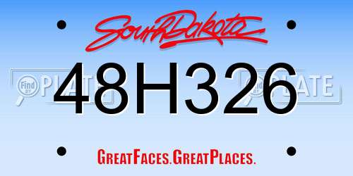48H326 South Dakota License Plate