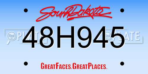 48H945 South Dakota License Plate
