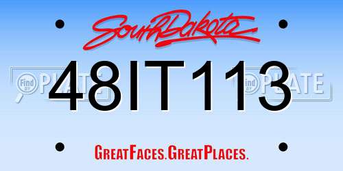 48IT113 South Dakota License Plate