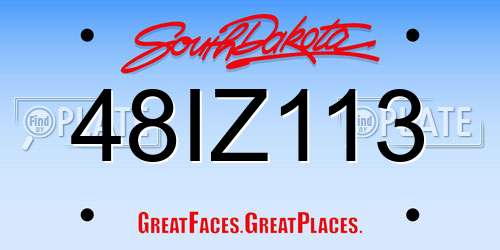 48IZ113 South Dakota License Plate