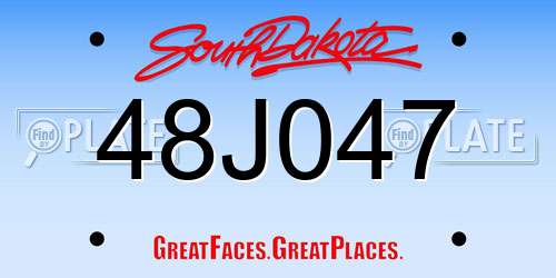 48J047 South Dakota License Plate
